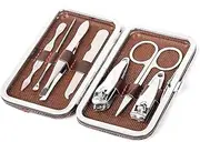 Kruptl Manicure Set 7 in 1 Stainless Steel Professional Manicure Kit Nail Scissors Grooming Kit with Leather Travel Case Manicure Kit(Pack of 1)