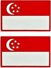 Ysmzzmsy 2 PCS Singapore Flag Patch Asia Tactical Patch - PVC Hook and Loop Fastener Patch (Singapore)