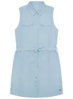 GUESS Women's Blue Lurex Bonded Gauze Dress (7–16) Size: 8, Cotton
