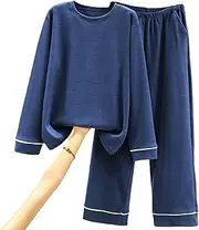 [RAFYZY] Men's Base Layer Thermal Underwear Set Long Sleeve Crew Neck Fleece Top and Bottom Lounge Set 4XL-6XL
