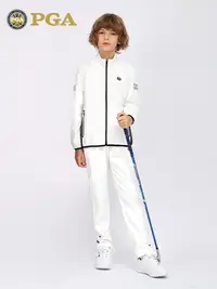 在飛比找樂天市場購物網優惠-美國PGA青少年高爾夫衣服男童拉鏈立領外套時尚防風褲子外套服