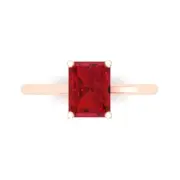 2.0 ct Emerald Cut Tourmaline Stone Wedding Bridal Promise Ring 14k Rose Gold