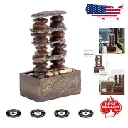 Elegant 12" Indoor/Outdoor Stacked Rocks Tabletop Fountain - Zen Decor