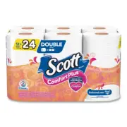 Comfortplus Toilet Paper, Double Roll, Septic Safe, 1-Ply, White, 231 Sheets/Rol
