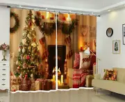 3D Fireplace Xmas Tree G709 Christmas Window Photo Curtain Fabric Quality Amy