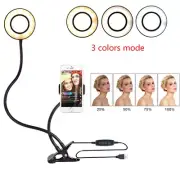 LED Selfie Ring Light w/ Stand - Dimmable USB Makeup & Live Streaming Light