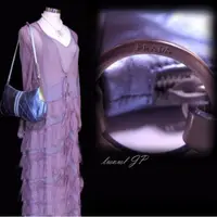在飛比找蝦皮購物優惠-🔴 日本帶回🔴 近二萬 兩件式 紫色 雪紡紗 透視 長袖洋裝