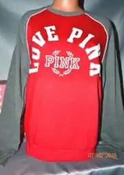 Victorias Secret Pink Graphic Retro Pullover Crew Sweatshirt NWT M