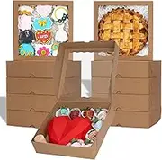 TEMLQPACK 50pcs 9x9x2.5 Inches Brown Bakery Boxes with Window Pie Boxes Cookies Boxes Chocolate Covered Strawberries Boxes Breakable Heart Boxes Charcuterie Boxes for Christmas