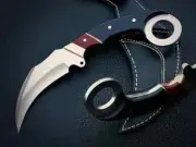 Custom Handmade Beautiful D2 Steel Blade Karambit Knife With Leather Sheath