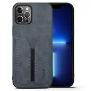 Denior For Apple iPhone 13 Pro Leather Case with Elastic Wallet Card Holder Slot Pocket Cover – Grey