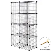 Costway 8 Cubes Gird Wire Storage Cabinet DIY Modular Shelf Organizer Rack Foldable Bookcase Home Black