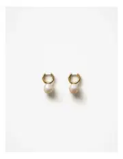 [Trenery] Elsa Pearl Hoop Earrings in Gold