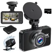 4K Dash Cam, Built-in GPS Front 4K & Rear 1080P Dash Camera with 64GB Memory ...