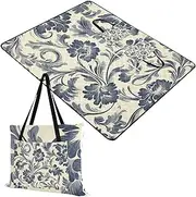 Yoogain Lake Day Essentials Sandproof Party Picnic Blankets Large for Adults Concert Blanket Elegant Retro Floral Pattern 60x80in