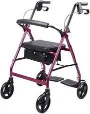 Folding Rollator Walker 4-Wheel Rollator Walker with Seat Folding Aluminum Rolling Walker with Wheels Folding Rollator for Seniors 8-Levels Adjustable Handrail Rollator Walkers for Seniors