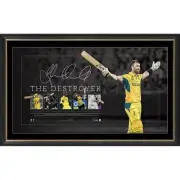 GLENN MAXWELL THE DESTROYER SIGNED FRAMED LIMITED WORLD CUP CRICKET LITHOGRAPH