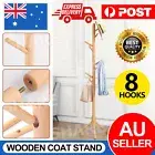 Wooden Coat Stand Rack Clothes Hanger Hat Tree Jacket Bag Umbrella Hook Storage