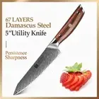 Full Tang Utility Knife 67 Layers Damascus Steel Wood Handle Chef Slicing Paring
