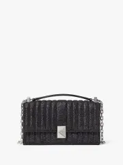 Deco Quilted Glitter Suede Mini Flap Chain Crossbody