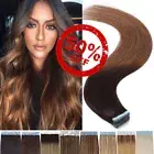 Super Tape In Human Hair Extensions 12"-24" 80pcs Remy Straight Invisible Wefts