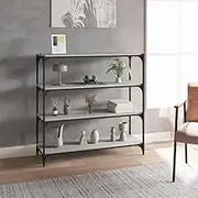 Book Cabinet Grey Sonoma 100x33x100 cm Engineered Wood and Steel, Home Office Shelving