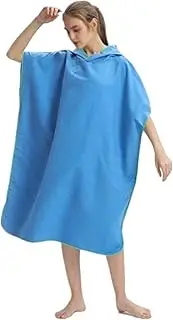 Outdoors Changing Robe Poncho Towel, Beach Towel Wrap Bathrobe Beach Absorbent and Quick-Drying Hooded Cloak Changing Robe with Hood Sport Robe (Color : Blue, Size : One Size)