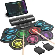 Bluetooth 9 Pad Electronic Roll Up Drum Kit Electric Hand Roll Drum Machine