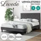 Levede Velvet Bed Frame Double Queen Mattress Base Platform Adjustable Headboard