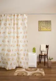 Miranda. European Style Unique Design Fabric Shower Curtain with Hooks. Bathroom
