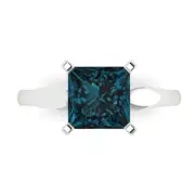 2.5 ct Princess Cut Topaz Gemstone Solitaire Ring White Gold, Anniversary Gift