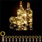 12 Solar Wine Bottle Lights Waterproof Copper Cork Lights w/ 20LEDs, Warm White