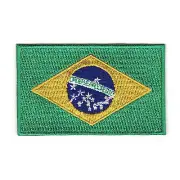 BRAZIL FLAG PATCH BRAZILIAN BRASIL EMBROIDERED EMBLEM Iron/Sewn-On/Hook & Loop