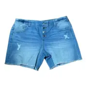 Short Pants Wonder Nation Girls Sz XL 14-16 Plus Button Fly Denim ,Blue Light