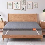 Memory Foam Mattress Topper, Dual Layer Bedding Topper for Back Pain Pressure Relief, High Density Memory Foam Pads with Non-Slip Removable Bamboo Cover (5cm-Grey, Queen)