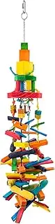 Avian Care Boredom Breakers Bird Toy Skyscraper – 48cm Hanging Wooden Chew & Climbing Toy for Birds, Colourful