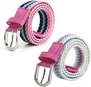 [AnJuHoPa] Stretch Belt Braided Elastic Durable Belt Nickel-Free Buckle Fabric Belt Made of Eco-Tested Material Unisex Belt