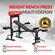Multi Station Weight Bench Press Incline Home Gym Fitness Weights Leg Equipment