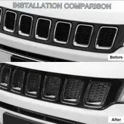 Car Mesh Front Grill Inserts Carbon Black Pattern Fit for Jeep Compass 2017-2020 (for: Jeep)