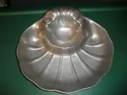 NEW Wilton Armetale Pewter Sea Shell Chip & Dip 10"x11"x2"