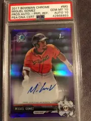 2017 Bowman Chrome 1st Miguel Gomez Giants Purple Ref Auto PSA/DNA 10/10POP 1