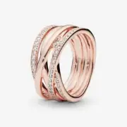 Authentic Pandora 14k Rose Gold Sparkling & Polished Lines Ring size 60 (9)