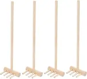 4pcs Mini Wood Rake Sand Rake Table Mini Rakes Sand Tools Sandbox Rake Sandbox Miniature Rakes Mini Rake Crafts Miniature Garden Tools Mini Sand Table Rake Mini Khaki