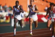 British athletes Greg Richards and Alex Kruger compete in the 100 - Old Photo