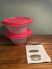 Set 2 Tupperware Flat Out Collapsible Container 3 Cup Fuchsia Pink New