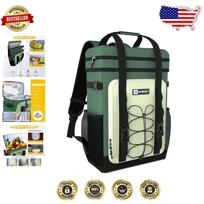 Lightweight Insulated Camping Cooler - Portable 40 Can Backpack with Pockets