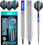 RED DRAGON Razor Edge Original Tungsten Steeltip Darts Set - 24g with Flights and Stems