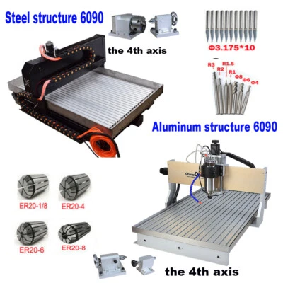 6090 4axis CNC Engraver Machine 2200W Wood Metal Steel Cutting Milling Machine
