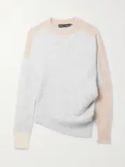 [Proenza Schouler] Proenza Schouler - Asymmetric Color-block Brushed-knit Sweater - Gray - medium medium Gray