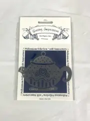 Lasting Impressions Brass Embossing Stencil Template Teapot Silver Tone New